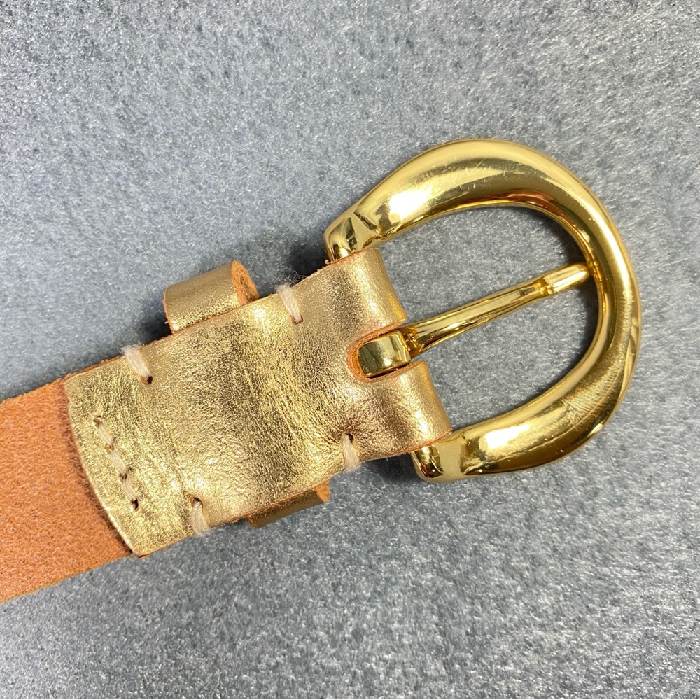 Lauren Ralph Lauren Women's Belt Sz L, Metallic Gold Leather w/Gold-tone Buckle - Picture 10 of 16
